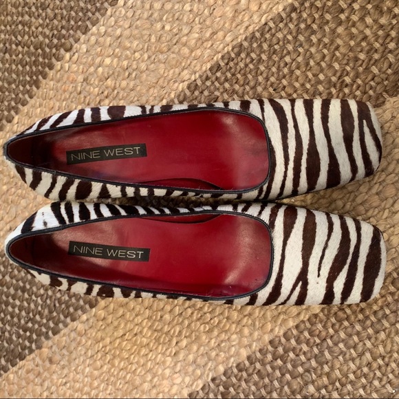 Nine West Zebra Pumps Square Toe block heel 90s - Picture 6 of 16
